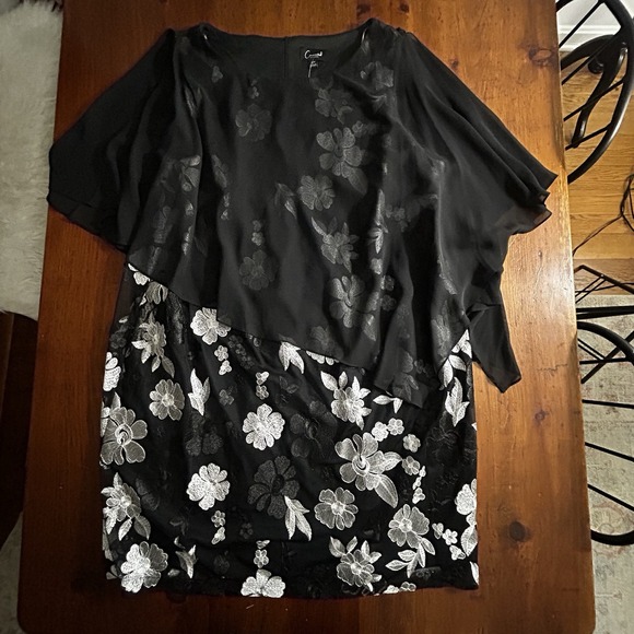 CONNECTED New Cocktail DRESS 24W Plus Black Lace Floral Sheer Embroidered Witchy - Picture 11 of 16